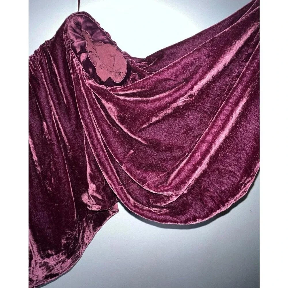 Free People Mare Mare Velvet Puff Pudd Sleeve Lined Off Shoulder‎ Small Top NWT
